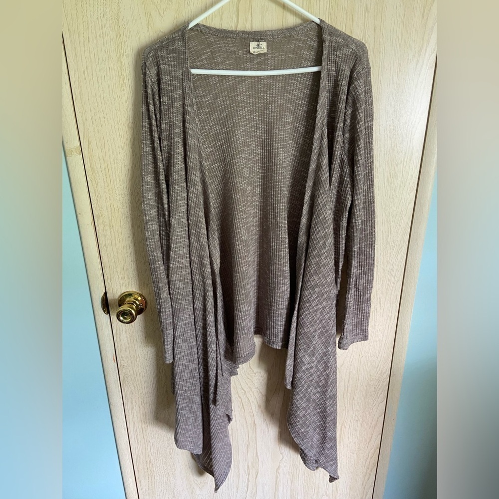 O’Neill Cascade Front Heather Brown Lightweight Surf Sweater Cardigan Sz XL